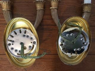 Vintage Brass Candle Holder Wall Sconce Lamp Lights Electric Ornate 7