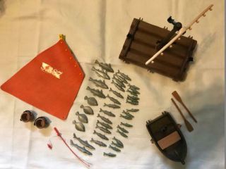 Playmobil vintage 3551 Fishing trawler and accessories RARE 1983 2