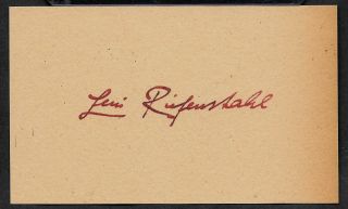 Leni Rienfenstahl Autograph Reprint On Period 1930s 3x5 Card