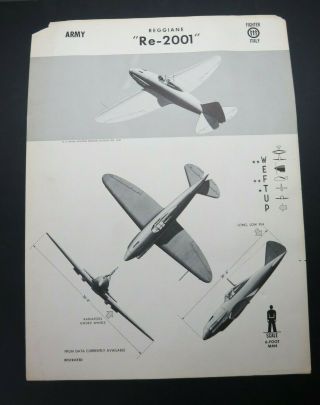 1943 18.  5 " X 24.  8 " Navy Aircraft Id Poster - Italy Reggiane Re - 2001