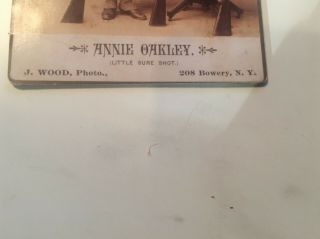 Rare Annie Oakley Cabinet CDV Photo estate find circa 1880 ' s John Wood Bowery 3