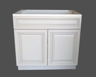 Single Antique White Bathroom Vanity Base Cabinet Solid Wood 24 " 30 " 36 "