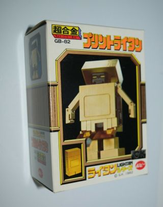 Vintage Robot Metal Toy Lightan Anime Gold Transformers Nos Boxed 1984