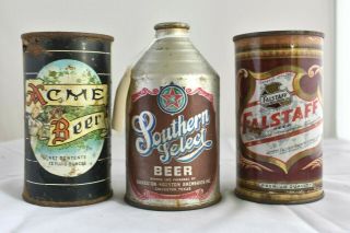 Vtg Southern Select Beer Galveston Texas Crowntainer Cone Top Can Acme Falstaff