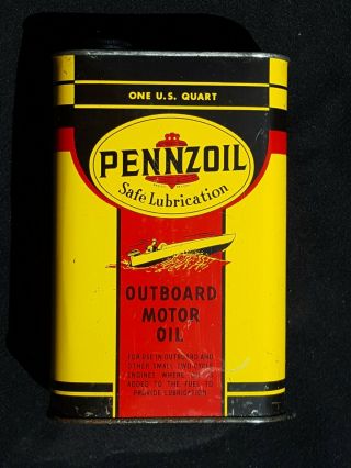 Vintage Full 1 Quart Pennzoil Outboard Motor Oil Can Chain Saw