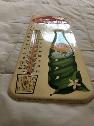 Vintage Squirt Soda Tin Thermometer Sign,  All And,  1963 MT - 13A 2