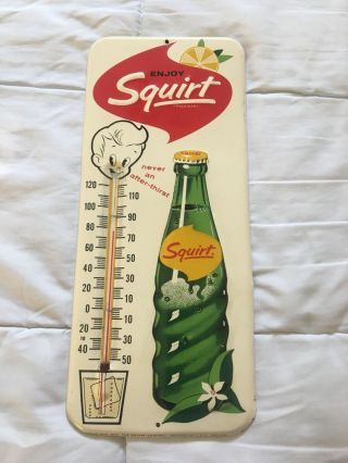 Vintage Squirt Soda Tin Thermometer Sign,  All And,  1963 MT - 13A 7