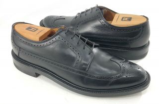 Florsheim Kenmoor Vintage Men’s Black Varsity Derby Long Wing Tip Shoes 10 C