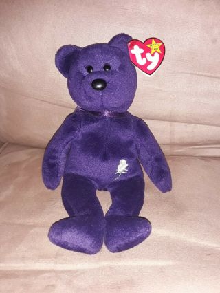 Extremely Rare Ty Beanie Baby Princess Bear Flower Sewn In Wrong Place