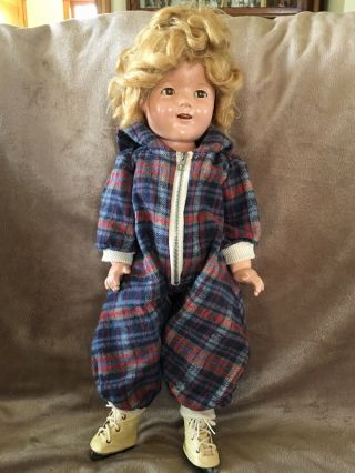 Shirley Temple Ideal Company Composition Antique Doll In Skates 5