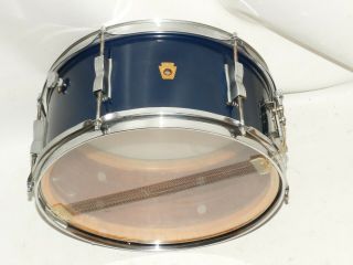 Vintage Ludwig Snare Drum 6.  5 X 14 Mahogany Shell Painted Blue Keystone 634753