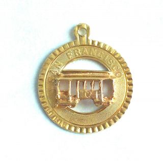 14k Solid Gold San Francisco Trolley/cable Car – Charm/pendant,  2 Grams,  Vintage