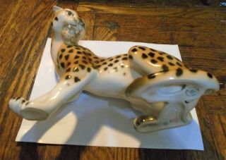 Vintage Royal Dux Bohemian Porcelain Figure Of A Leopard 11 .