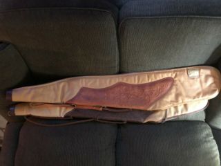 2 Vintage Long Gun Rifle Cases Brown Hand Tooled Leather 46 " Long
