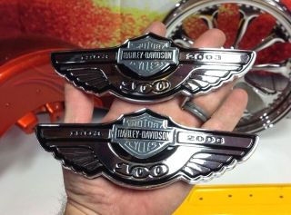Very Rare Harley 2003 100th Anniversary Gas Fuel Tank Emblems Badges Emblems