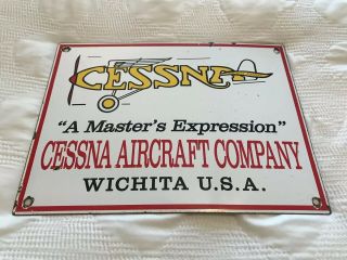 Vintage Cessna Aircraft Co Porcelain Sign,  Gas Oil,  Dealership Aviation Airplane