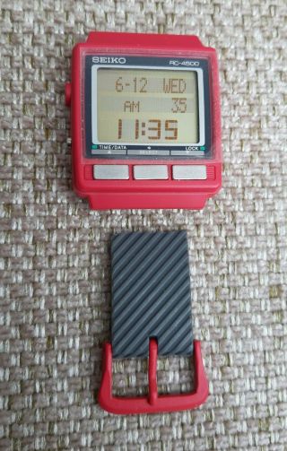 Seiko Rc - 4500 Red Pc - Datagraph - Rare Vintage Digital " Space Shuttle " Watch
