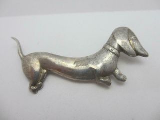 Daschund Dog Sterling Silver Brooch Pin Vintage Art Deco C1920.  Tbj07998
