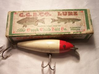 Vintage Rare Early Creek Chub W/correct Nra Box Red Head White Fishing Lure