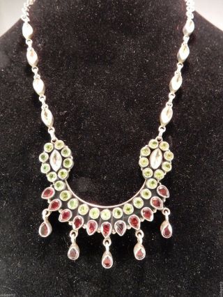 Vintage Citrine And Garnet Necklace Sterling Silver Sku 6.  5.  19.  6