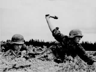Classic World War Two Photo,  German W/ Grenade Ww2 Wwii Wehrmacht Germany Poland