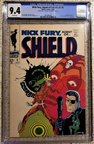 Nick Fury,  Agent Of Shield 5 Double Cover Marvel 1968 Cgc 9.  4 White Rare