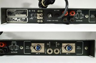 Vintage D - 75 CROWN Stereo Rack Mount Power Amplifier 7