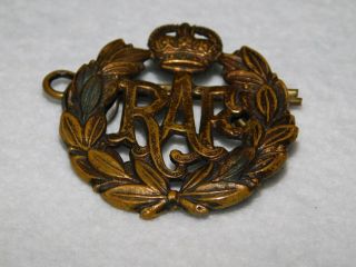 WWII RAF - Royal Air Force Brass Hat Cap Badge w/Pin NHM 4