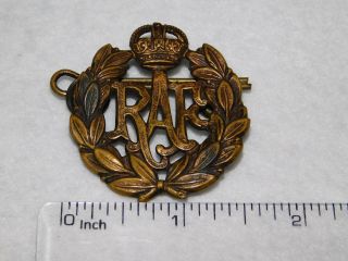 WWII RAF - Royal Air Force Brass Hat Cap Badge w/Pin NHM 5