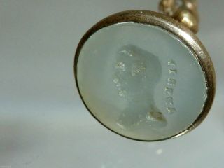 Victorian Intaglio wax Seal Fob Prince Albert Royalty Historical Figural Charm 5