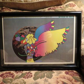 Peter Max Vintage Poster - Apollo 11 - Man On The Moon - - 1970 - Framed - 13 " X 19 "