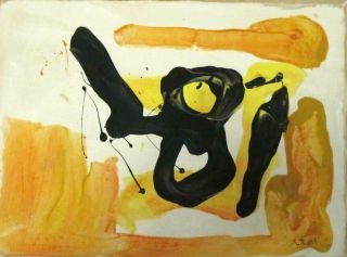 Vintage Abstract Oil On Canvas Robert Motherwell Modern Art 20th Century