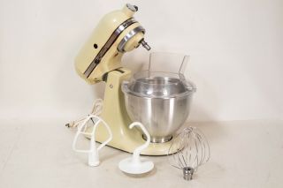 Vintage K45 Yellow Hobart Kitchen Aid 10 - Speed Stand Mixer,  Bowl Attachments