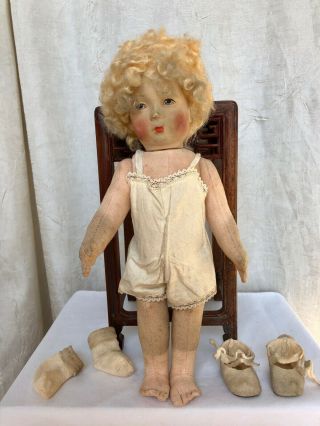 Sweet Vintage Lenci - Type Cloth Doll w Movable Head & Joints 11.  5 