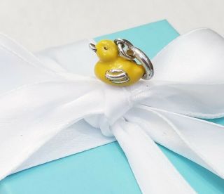 Rare Tiffany & Co.  Sterling Silver Yellow Enamel Rubber Duck Charm Pendant Clasp