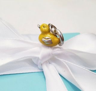 RARE Tiffany & Co.  Sterling Silver Yellow Enamel Rubber Duck Charm Pendant Clasp 7
