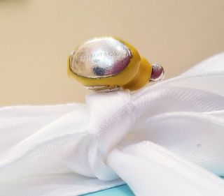 RARE Tiffany & Co.  Sterling Silver Yellow Enamel Rubber Duck Charm Pendant Clasp 8