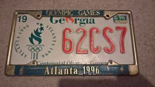 Vintage American Georgia License Plate & Frame From Atlanta Olympic Games 1996
