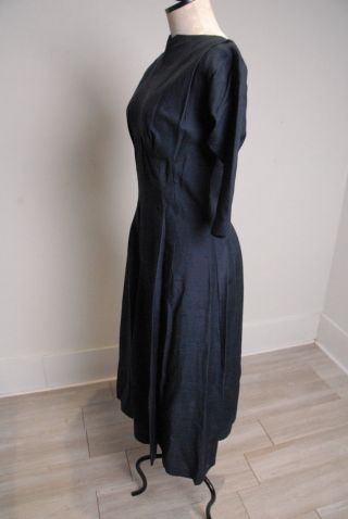 VTG 1940 - 50s Navy dress,  elegant Grace Kelly Style,  plus size 30 in.  waist 4
