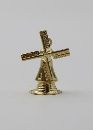 Vintage Solid 14k Gold Windmill Moveable Charm