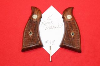 Vintage Smith & Wesson K Frame Diamond S&w Factory Wood Grips 39