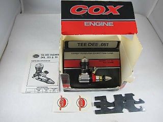 Vintage Cox Thimble Drome Tee Dee.  051 Model Airplane Engine C/l Flight Nib
