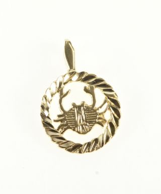 14k Crab Cancer Astrological Zodiac Symbol Charm/pendant Yellow Gold 12
