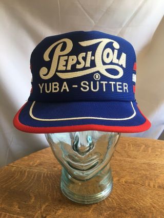Vintage 70s/80s Pepsi - Cola Snapback Trucker Hat Red White & Blue Made In Usa
