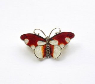 Vintage Sterling Silver & Enamel Butterfly Brooch.  By Hroar Prydz.  Oslo.  Norway