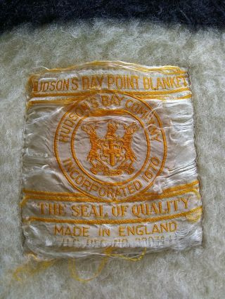Vintage " Hudson Bay " 4 Point 100 Wool Blanket 87” X 68” Made In England