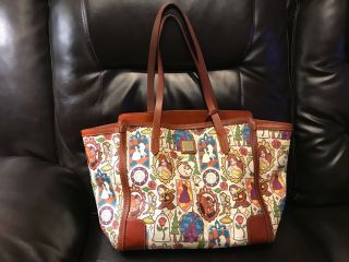 Disney Dooney And Bourke Beauty And The Beast Tote Handbag Gorgeous Bag Rare