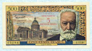 France 5 Francs/500 Francs 1959 P137b Vf,  W/no Pinholes Rare