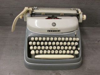Vintage Alpina German Typewriter Grey And White
