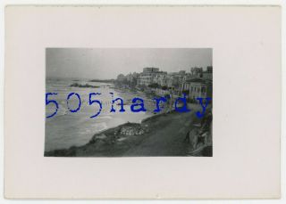 Wwii Us Gi Photo - View Of Truck Convoy On Outer Road By Shoreline Anzio Italy
